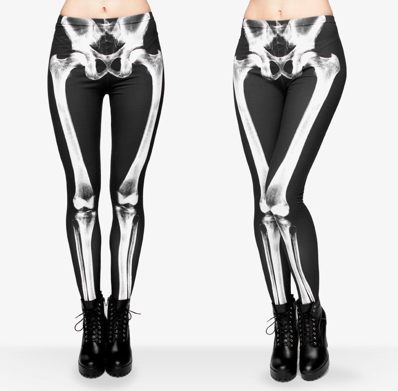 Online discount shop Australia - New 3D print retro bones black skeleton sexy women casual style punk rock leggins adventure time fullprint pants Leggings