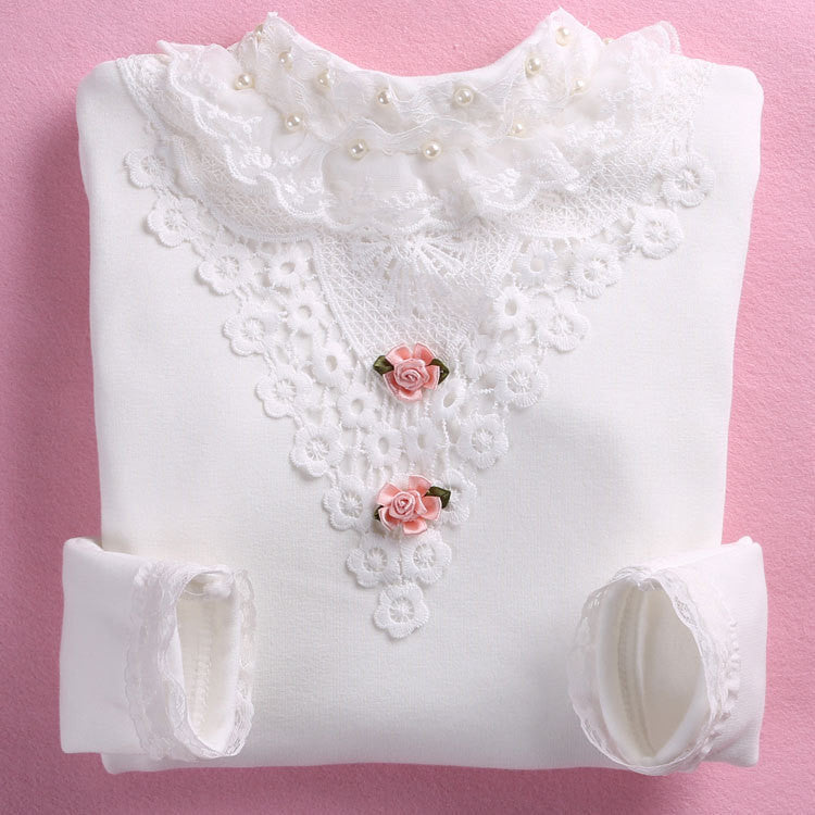 Online discount shop Australia - Cute Lace Children's T-Shirt 100% pure Cotton Kid's Render Shirt Baby Girls Clothing Soft Long Sleeve Tops 3-14Y