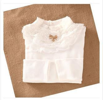 Online discount shop Australia - Cute Lace Children's T-Shirt 100% pure Cotton Kid's Render Shirt Baby Girls Clothing Soft Long Sleeve Tops 3-14Y