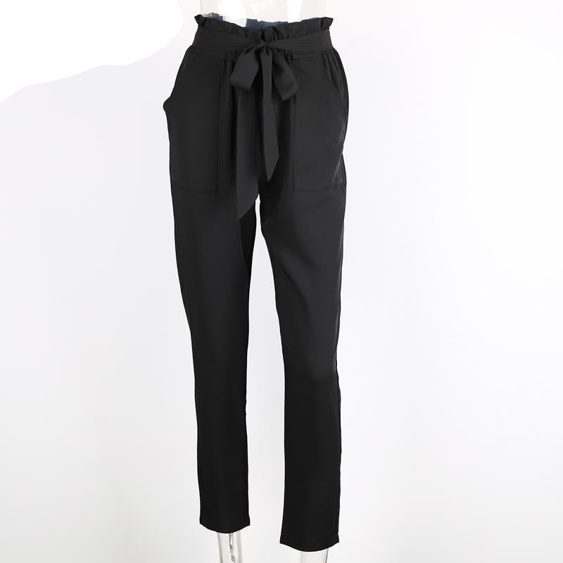 Online discount shop Australia - chiffon high waist harem pants Women stringyselvedge summer style casual pants female New black trousers