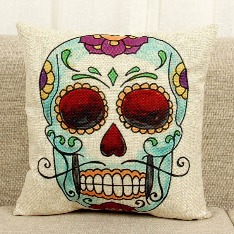 Online discount shop Australia - Halloween Mexican Sugar Skull Cushion (No inner) Decorative Throw Pillow Sofa Home Decor Decorativos Coussin