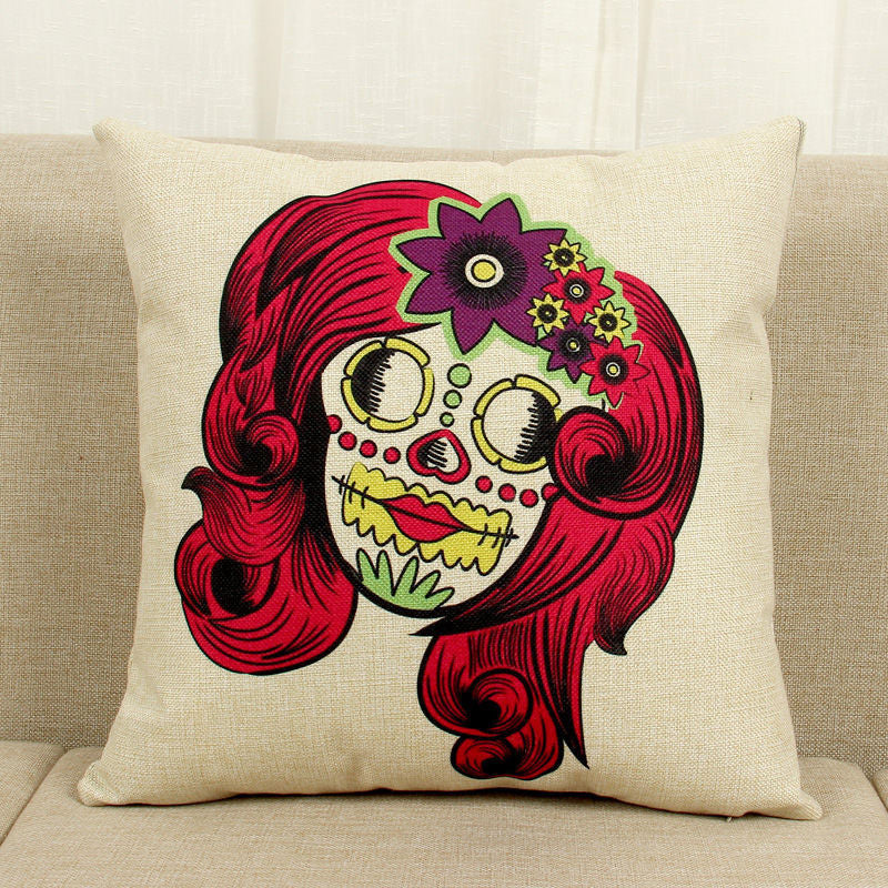 Online discount shop Australia - Halloween Mexican Sugar Skull Cushion (No inner) Decorative Throw Pillow Sofa Home Decor Decorativos Coussin