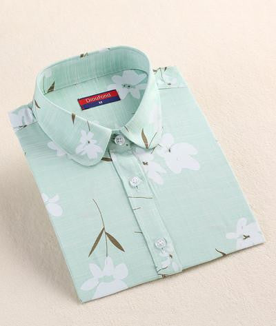 Women Blouses Animal Cotton Shirts Women Floral Green Blouse Shirt Long Sleeve Tops Polka Dot Plus Size 5XL