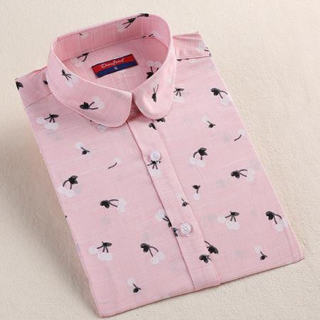 Women Blouses Animal Cotton Shirts Women Floral Green Blouse Shirt Long Sleeve Tops Polka Dot Plus Size 5XL