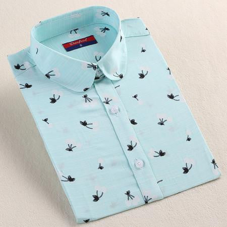 Women Blouses Animal Cotton Shirts Women Floral Green Blouse Shirt Long Sleeve Tops Polka Dot Plus Size 5XL