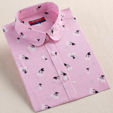 Women Blouses Animal Cotton Shirts Women Floral Green Blouse Shirt Long Sleeve Tops Polka Dot Plus Size 5XL