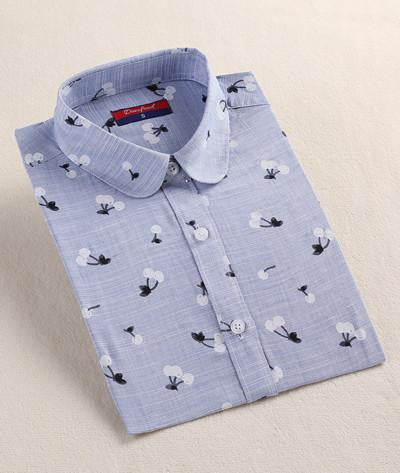 Women Blouses Animal Cotton Shirts Women Floral Green Blouse Shirt Long Sleeve Tops Polka Dot Plus Size 5XL