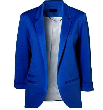 Online discount shop Australia - Fashion Women 7 Colors Slim Fit Blazer Jackets Notched Three Quarter Sleeve Blazer Women Coat