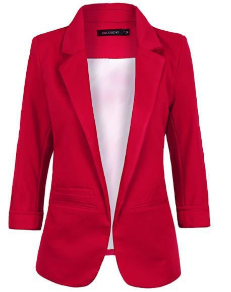Online discount shop Australia - Fashion Women 7 Colors Slim Fit Blazer Jackets Notched Three Quarter Sleeve Blazer Women Coat