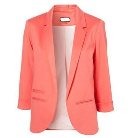 Online discount shop Australia - Fashion Women 7 Colors Slim Fit Blazer Jackets Notched Three Quarter Sleeve Blazer Women Coat