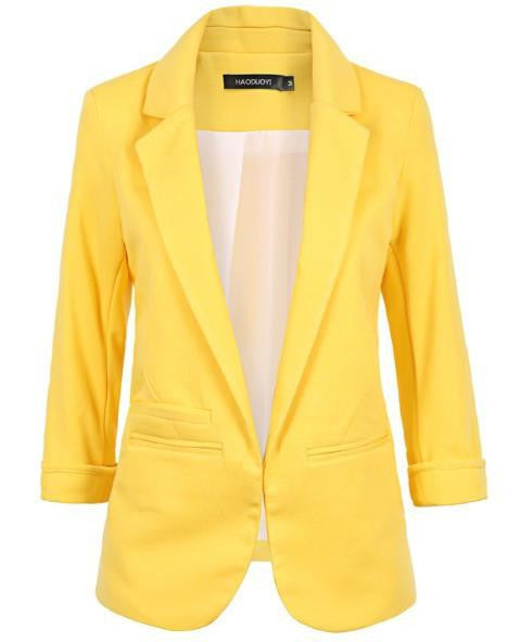 Online discount shop Australia - Fashion Women 7 Colors Slim Fit Blazer Jackets Notched Three Quarter Sleeve Blazer Women Coat