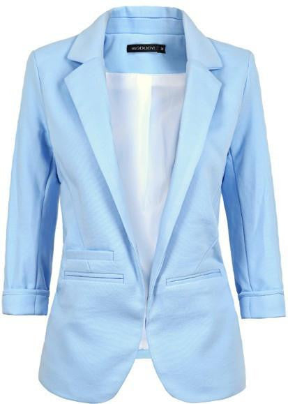 Online discount shop Australia - Fashion Women 7 Colors Slim Fit Blazer Jackets Notched Three Quarter Sleeve Blazer Women Coat