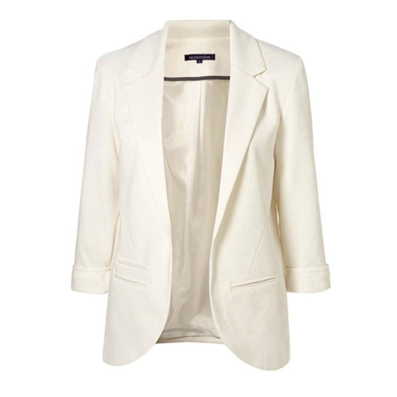 Online discount shop Australia - Fashion Women 7 Colors Slim Fit Blazer Jackets Notched Three Quarter Sleeve Blazer Women Coat