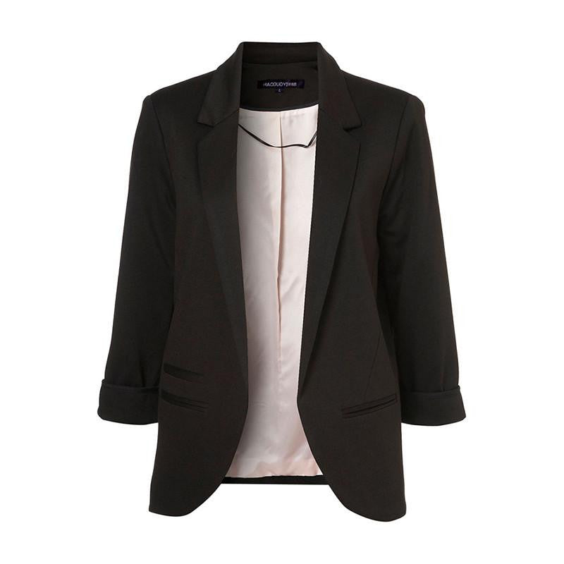 Online discount shop Australia - Fashion Women 7 Colors Slim Fit Blazer Jackets Notched Three Quarter Sleeve Blazer Women Coat