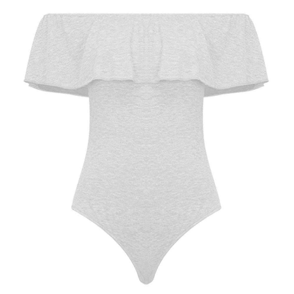 Summer Off Shoulder Backless Rompers Sexy Ruffles Women Bodysuit Crop Tops Blusa Womens Jumpsuit Bodycon Shirts Overalls W5-Dollar Bargains Online Shopping Australia