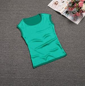 women blouses casual chiffon silk blouse slim sleeveless O-neck tops shirts solid 6 color Y048