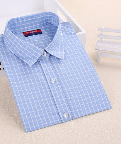 Plaid Shirt Women Long Sleeve Blouses Turn-Down Collar Plus Size Plaid Shirts Women Tops Fashion