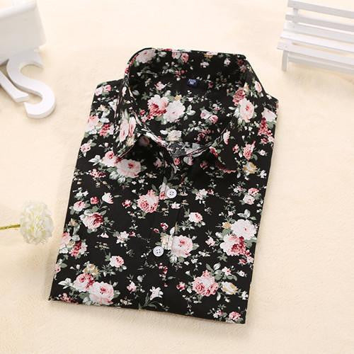 Women Blouses Turn Down Collar Floral Blouse Long Sleeve Shirt Women Women Tops And Blouses Fashion