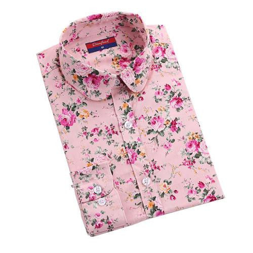 Women Blouses Turn Down Collar Floral Blouse Long Sleeve Shirt Women Women Tops And Blouses Fashion