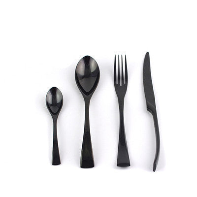 Online discount shop Australia - Black Cutlery Set Stainless Steel Flatware Western Food Tableware Sets Fork Steak Knife Tea Dinnerware Set