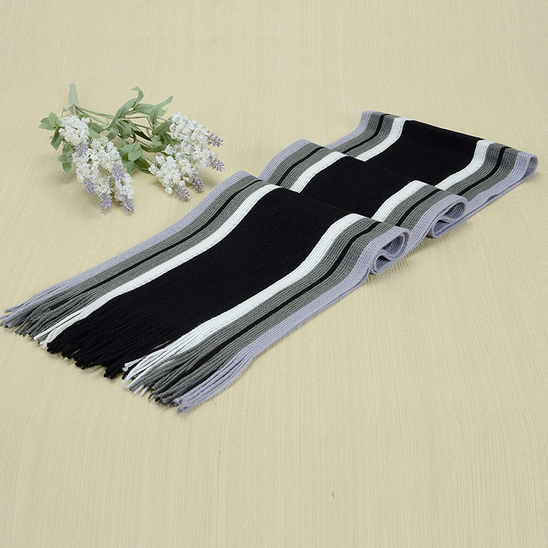 Online discount shop Australia - Designer scarf men striped cotton scarf female & male brand shawl wrap knit cashmere bufandas Striped scarf with tassels