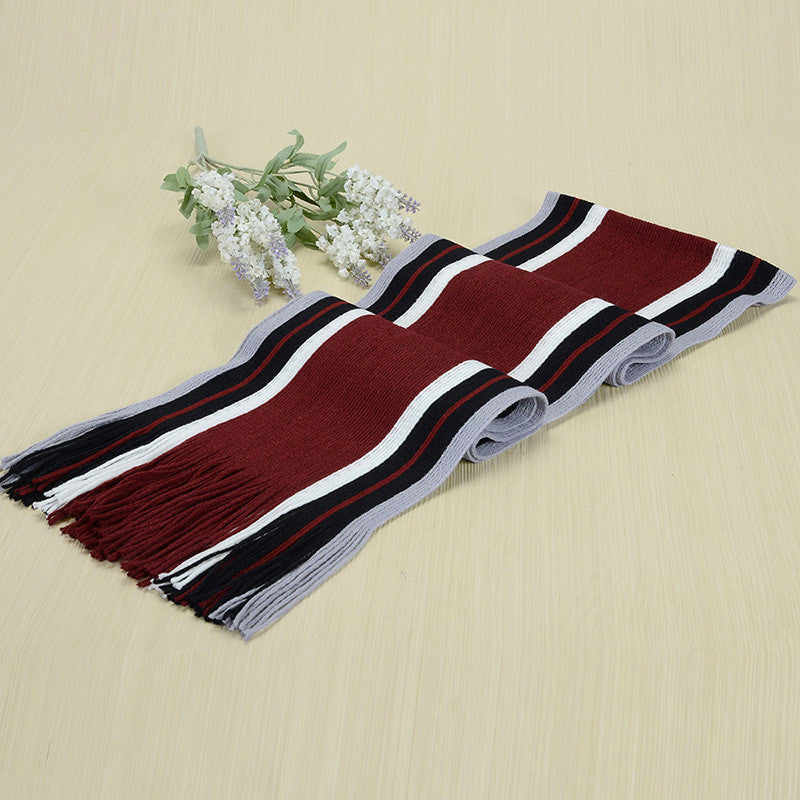 Online discount shop Australia - Designer scarf men striped cotton scarf female & male brand shawl wrap knit cashmere bufandas Striped scarf with tassels