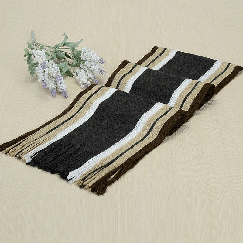 Online discount shop Australia - Designer scarf men striped cotton scarf female & male brand shawl wrap knit cashmere bufandas Striped scarf with tassels