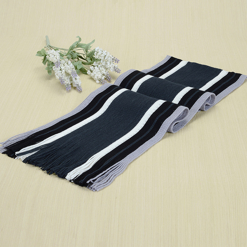 Online discount shop Australia - Designer scarf men striped cotton scarf female & male brand shawl wrap knit cashmere bufandas Striped scarf with tassels