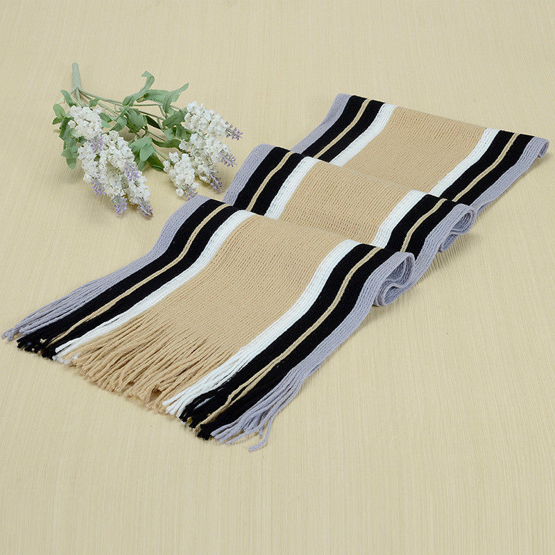 Online discount shop Australia - Designer scarf men striped cotton scarf female & male brand shawl wrap knit cashmere bufandas Striped scarf with tassels