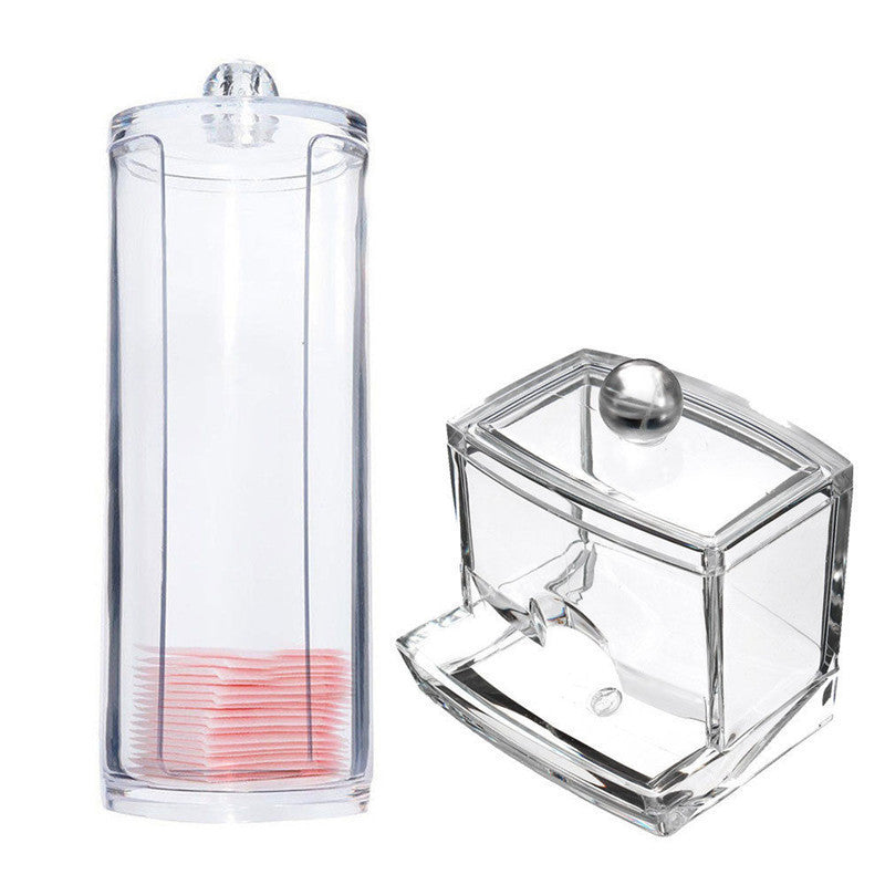 Online discount shop Australia - Acrylic Cotton Swab Organizer Box Portable Round Container Storage Case Make up Cotton & Pad Box For Home