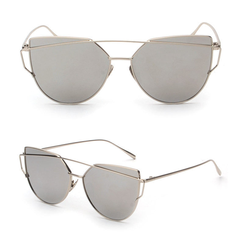 Online discount shop Australia - Cat Eye Sunglasses Women Vintage Fashion Rose Gold Mirror Sun Glasses Unique Flat Ladies Sunglasses Oculos UV400