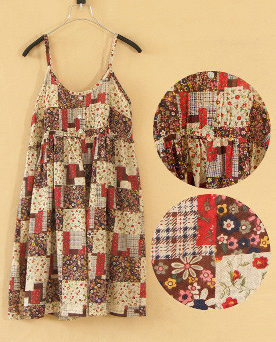 Online discount shop Australia - Fashion Summer O-Neck Sleeveless Print Floral Vestidos Women Mini Sexy Beach Spaghetti Strap Mori Girl Dresses