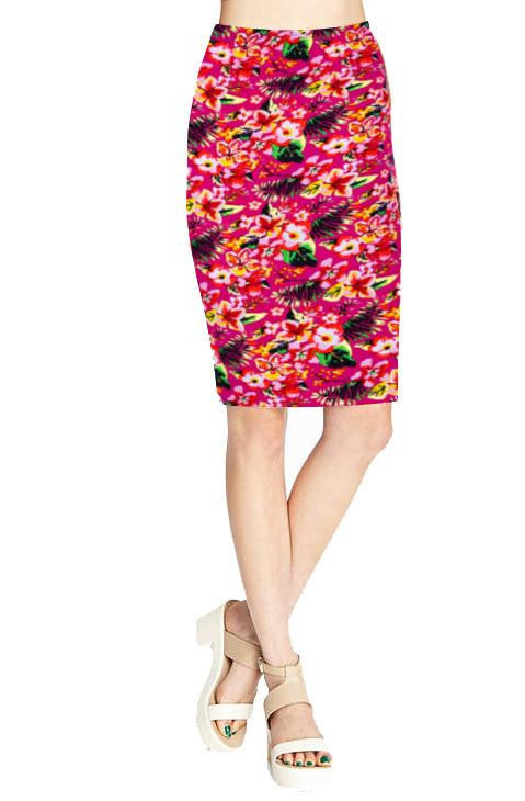 Summer Women's Pencil Skirt High Waist Floral Printing Midi Skirt 21 Colors