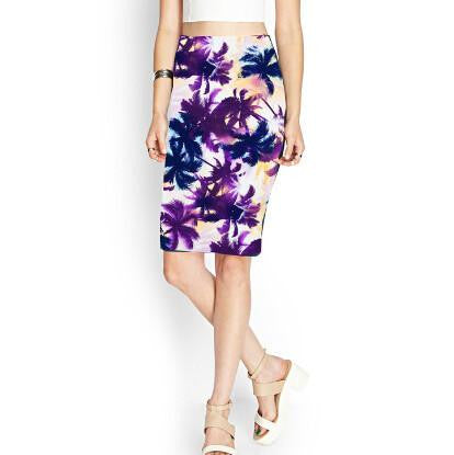 Summer Women's Pencil Skirt High Waist Floral Printing Midi Skirt 21 Colors