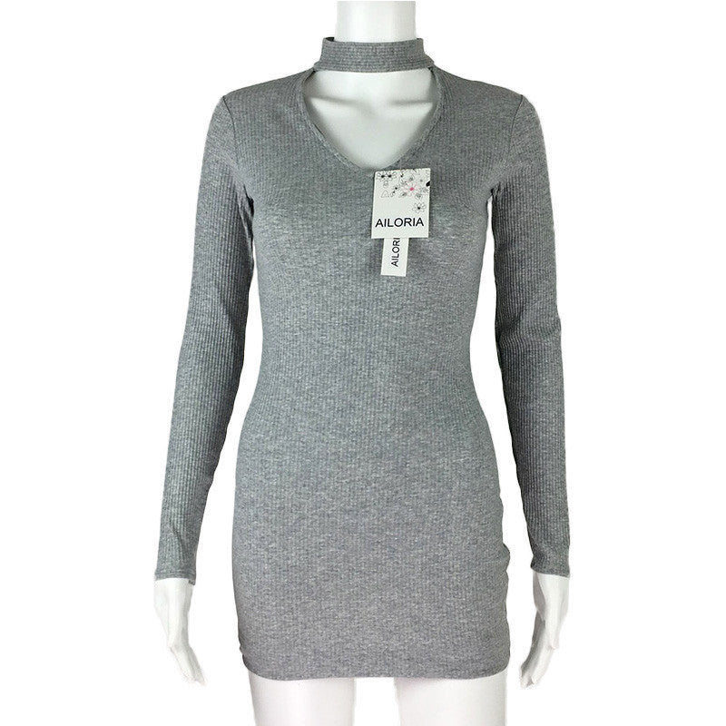 Online discount shop Australia - AILORIA Apparel Autumn sexy halter knitted dress Women winter elegant bodycon dress Casual black vestidos short sweater dresses