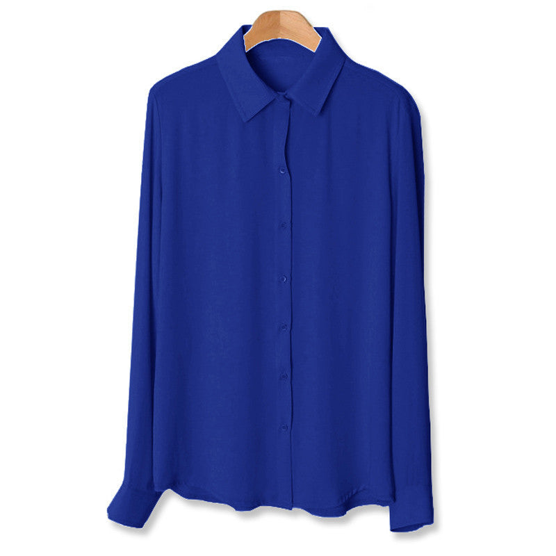 Online discount shop Australia - Fashion Plus Size XXXXL Single Breasted Solid Chiffon Tops Women Clothing Loose Casual Office Blouse 5XL 6XL