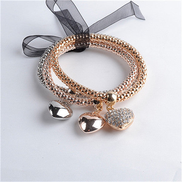 Online discount shop Australia - New arrival 3Pcs/set Multilayer Bracelets starfish/love Charm Bracelets for women/girls Valentine's Day gifts