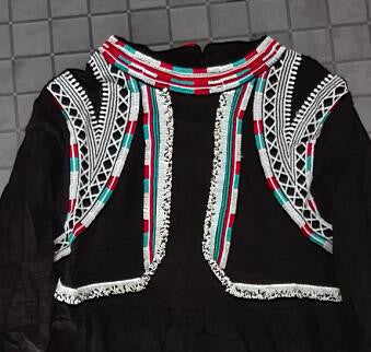 Online discount shop Australia - Mori Girls Ethnic Women Embroidery Shirt long Sleeve Stand Collar Slim Blouse tops D877