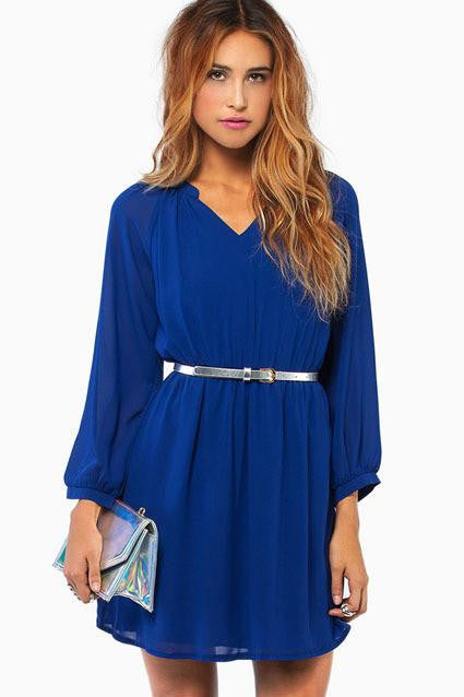 Summer Women Dress Long Sleeve Waist Elastic Chiffon Brief Casual Dress For Women Plus Size Party Dresses vestidos NC-406