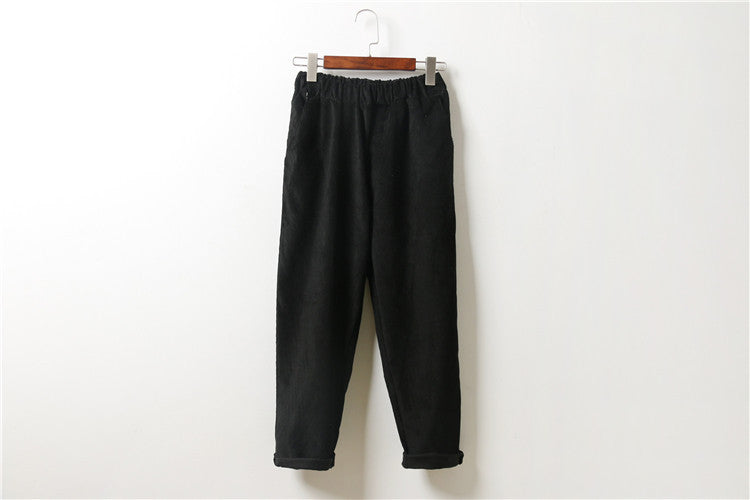 Online discount shop Australia - fashion casual loose corduroy elastic waist pantyhose harem pants for women