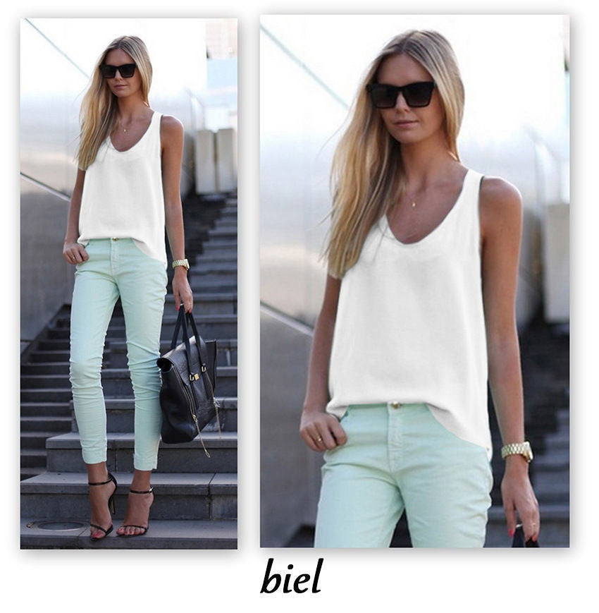 Online discount shop Australia - Fashion Spagetti Strap Vest Tank Top Sexy Womens Chiffon Sleeveless t-shirts Plus Size Camis T Shirt LJ3943E
