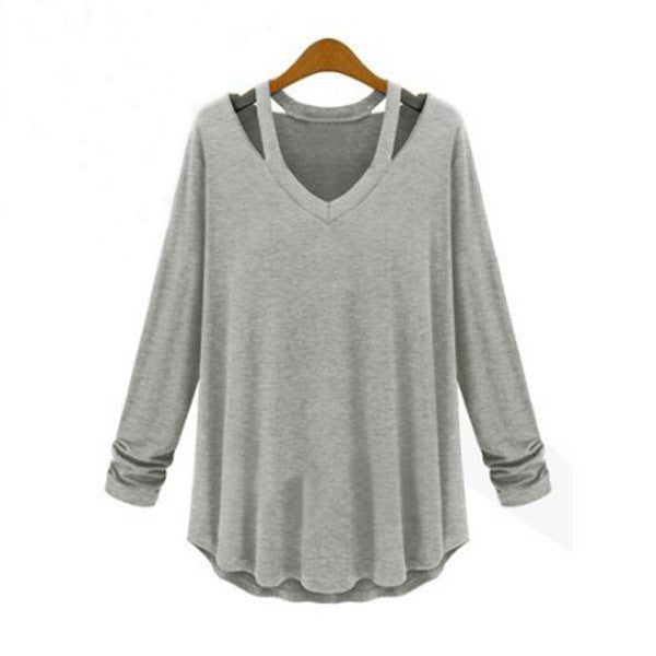 Online discount shop Australia - New Arrival Women Loose Casual Trendy Shirt Off Shoulder Long Sleeve V-Neck Tops Blouse Plus Size S-5XL 3 Colors