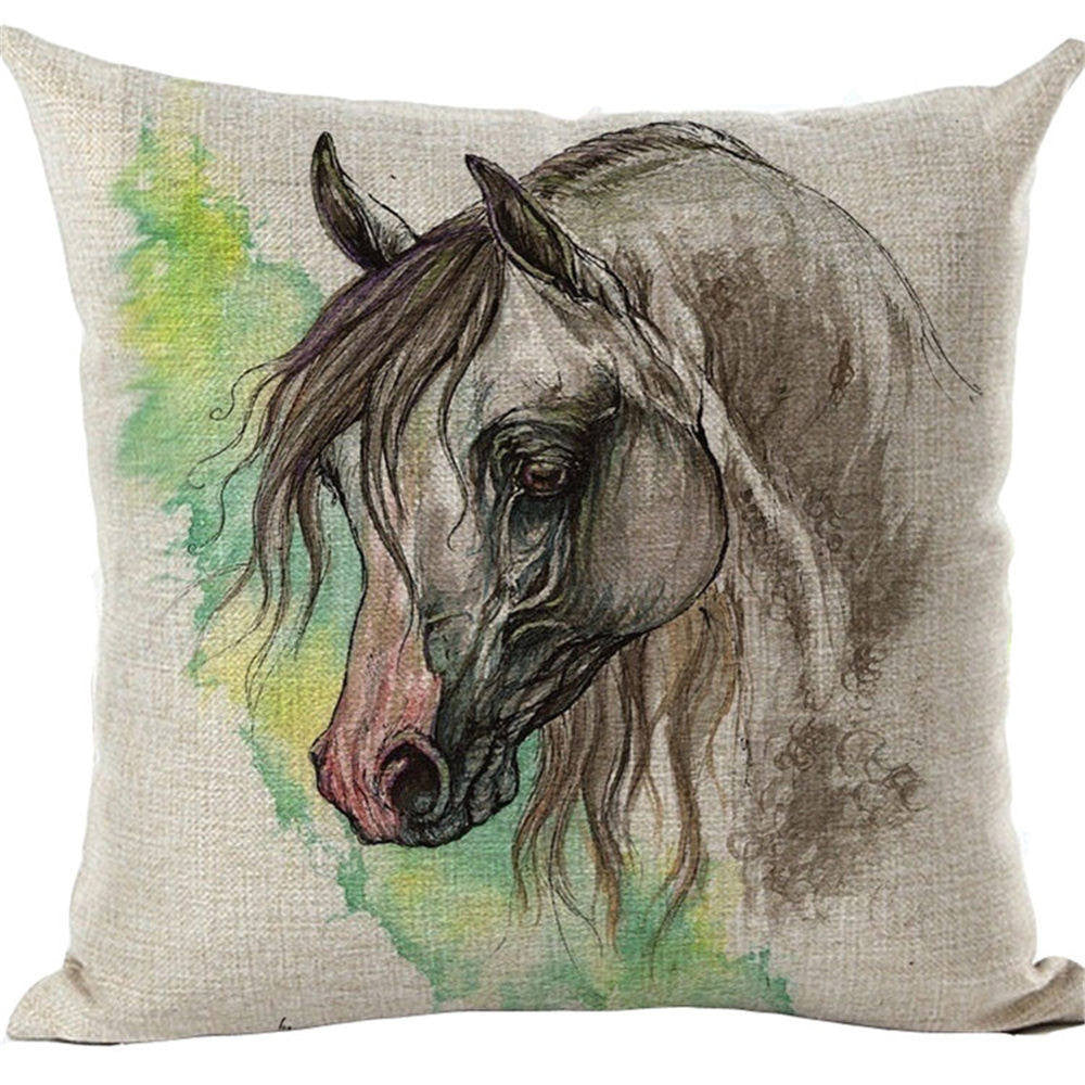 Online discount shop Australia - Cushion Cover Animal Cotton Linen Pentium Horse Felicity Cushion Mural Chicken Home Decorative Car Sofa Throw Pillow Cover