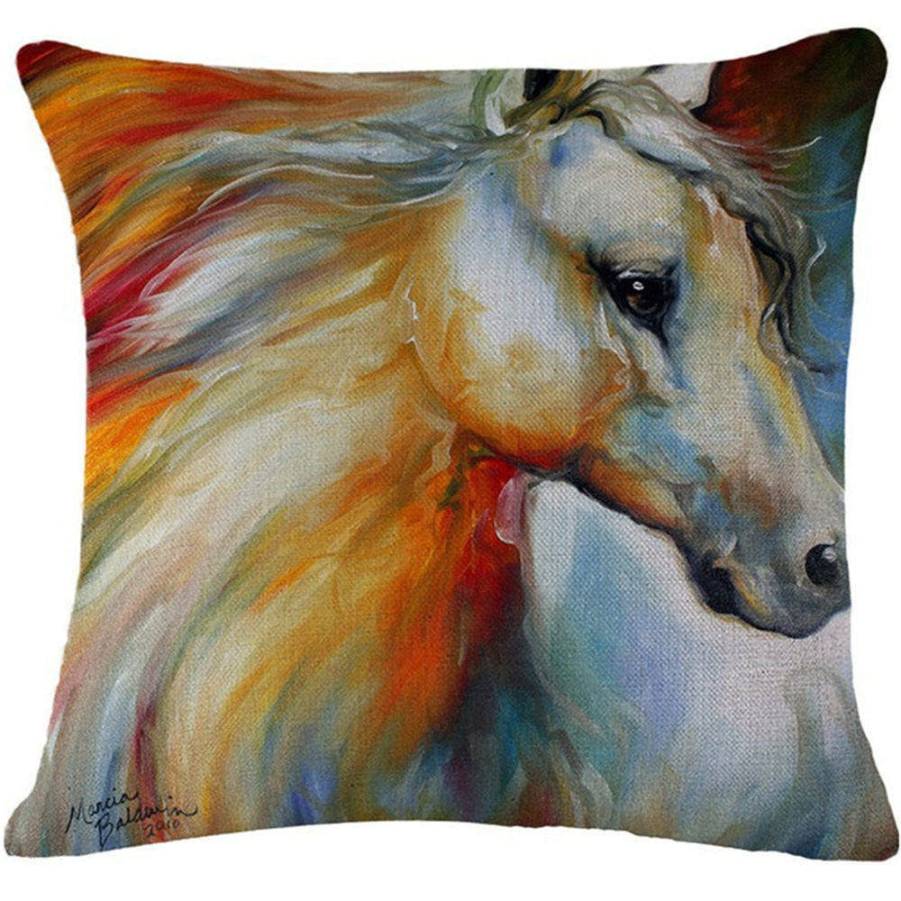 Online discount shop Australia - Cushion Cover Animal Cotton Linen Pentium Horse Felicity Cushion Mural Chicken Home Decorative Car Sofa Throw Pillow Cover