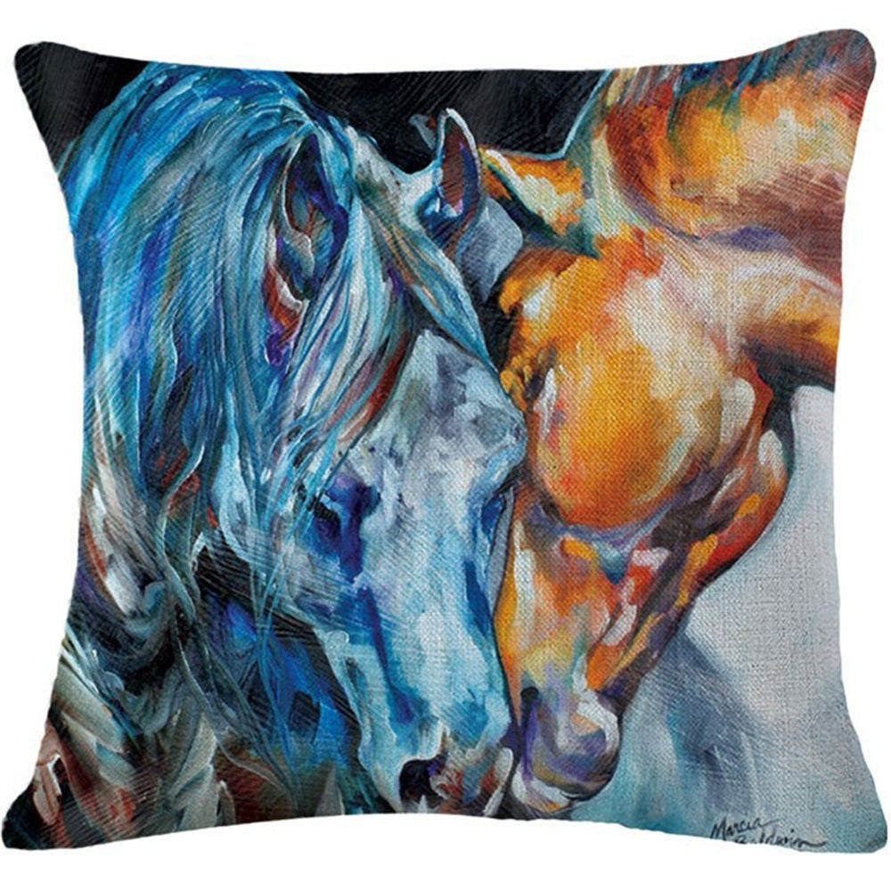 Online discount shop Australia - Cushion Cover Animal Cotton Linen Pentium Horse Felicity Cushion Mural Chicken Home Decorative Car Sofa Throw Pillow Cover