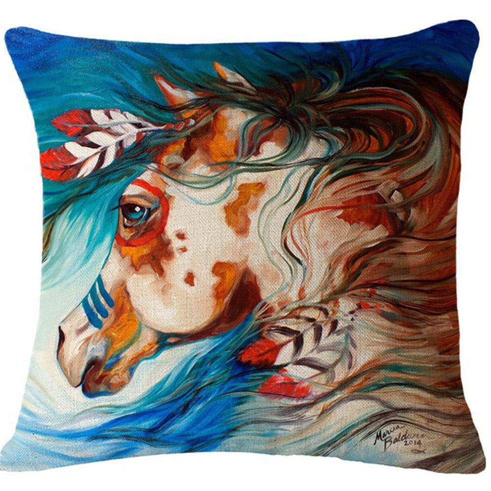 Online discount shop Australia - Cushion Cover Animal Cotton Linen Pentium Horse Felicity Cushion Mural Chicken Home Decorative Car Sofa Throw Pillow Cover