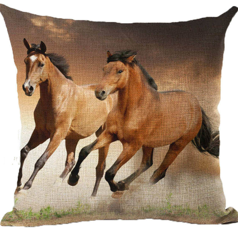 Online discount shop Australia - Cushion Cover Animal Cotton Linen Pentium Horse Felicity Cushion Mural Chicken Home Decorative Car Sofa Throw Pillow Cover