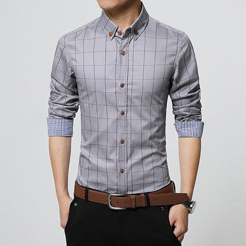 Autumn Fashion Brand Men Clothes Slim Fit Men Long Sleeve Shirt Men Plaid Cotton Casual Men Shirt Social Plus Size 5XL-Dollar Bargains Online Shopping Australia