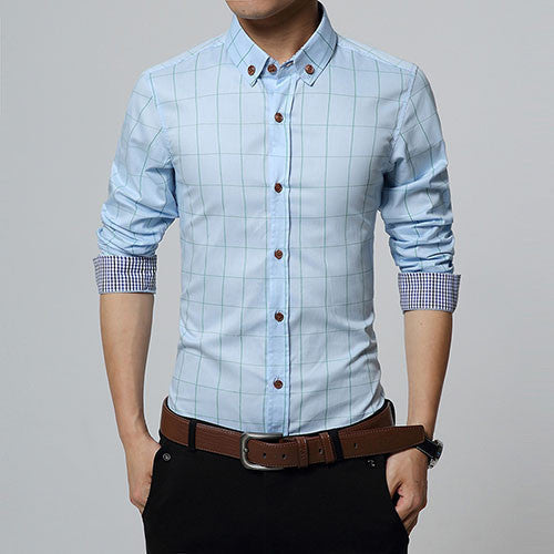Autumn Fashion Brand Men Clothes Slim Fit Men Long Sleeve Shirt Men Plaid Cotton Casual Men Shirt Social Plus Size 5XL-Dollar Bargains Online Shopping Australia