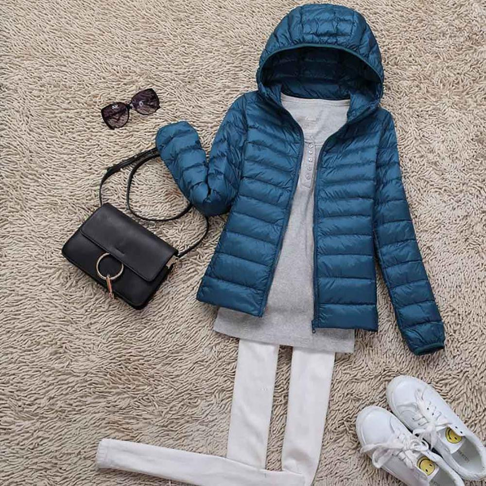 Teogo Brand Women Ultra Light Down 90% White Duck Down Jacket Coat ladies' Hooded Down Parkas 18 colors